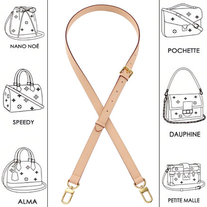 BMBMLV Vachetta Leather Strap Adjustable Crossbody Strap for Small Bags Pochette Mini NM Eva Favorite PM MM Nano Speedy (Beige)