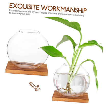 VALICLUD Hydroponic Plant Vase with Retro Base Tabletop Glass Terrarium for Home and Office Decor Chic DIY Decorative Container for Greenery and Floral Arrangements