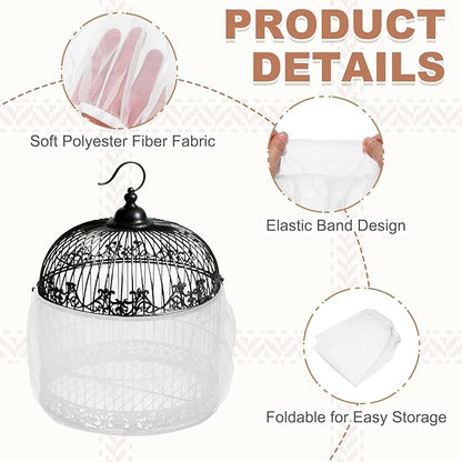 Bird Cage Seed Catcher, Bird Cage Net Cover Seeds Guard, Universal Birdcage Accessories, White, Circumference 19.7"-31.5", Height 6.3" for Parrot Cockatiel Enclosures