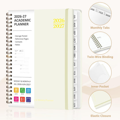 Planner 2026-2027, Weekly and Monthly Academic Planner, July 2026 - June 2027, Hardcover Calendar Agenda Book for School Year Planning, School Supplies for Teacher and Student, A5(6.3'' x 8.5'')