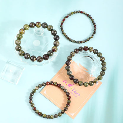 AD Beads 6mm Handmade Dragon Blood Jasper Elastic Bracelet – Natural Gemstone for Strength and Vitality – Meditation, Yoga, Healing and Energy Gift for Men Women