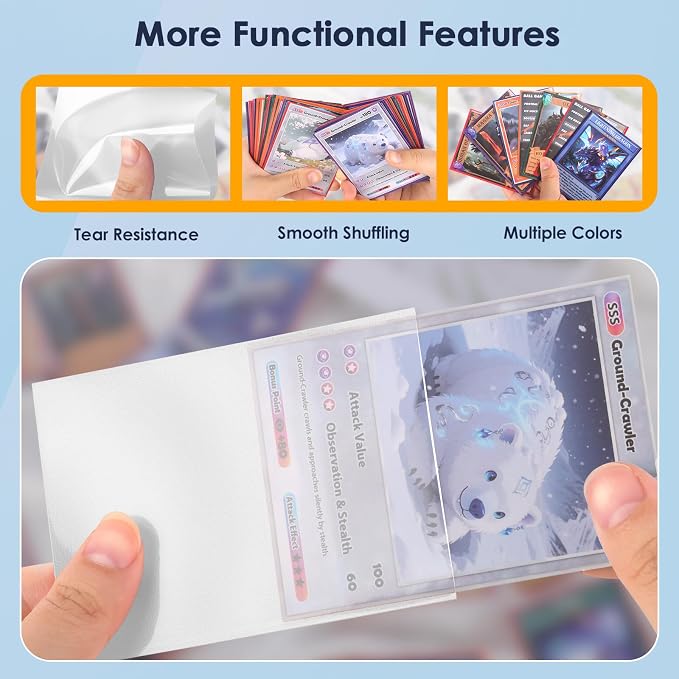 Kitoyz 500 Pcs Card Sleeves for Trading Card, Matte Card Sleeves Deck Card Protectors Compatible with Baseball Cards, Sports Cards, Game Cards (White)