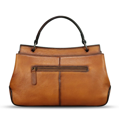 Genuine Leather Handbag Satchel for Women Retro Leather Crossbody Bag Pouch Vintage Ladies Handbag Purse (Brown-CF)