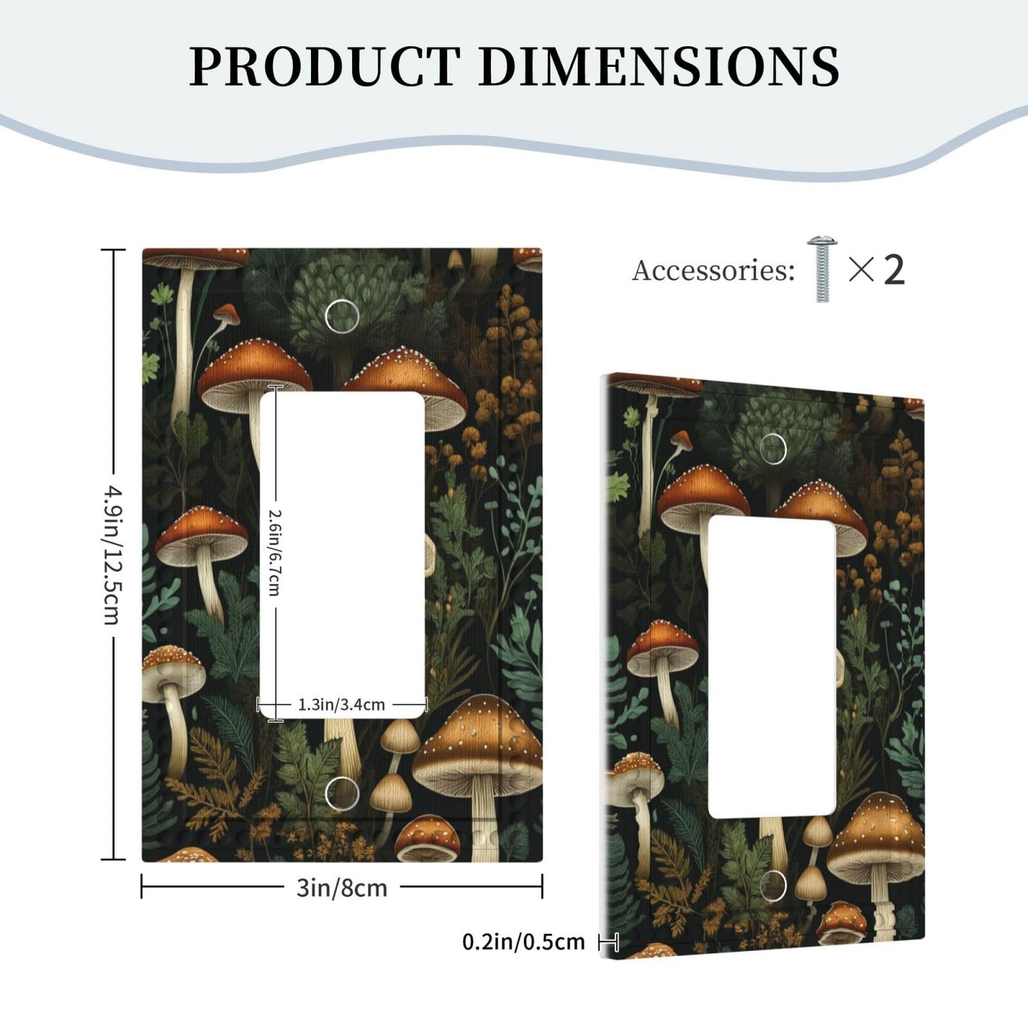 PPZCXWP Vintage Dark Forest Mushroom Toggle Switch Plate Cover