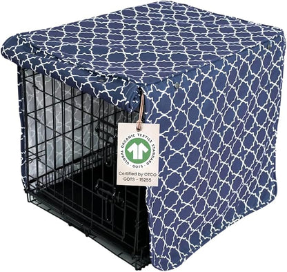 Molly Mutt Romeo & Juliet Dog Crate Cover, 100% Cotton Canvas Cover with 2 Roll-Up Panels, Ideal for Dog or Cat Crate, Durable, Washable, and Free of Harmful Chemicals, 42" x 28" x 31"