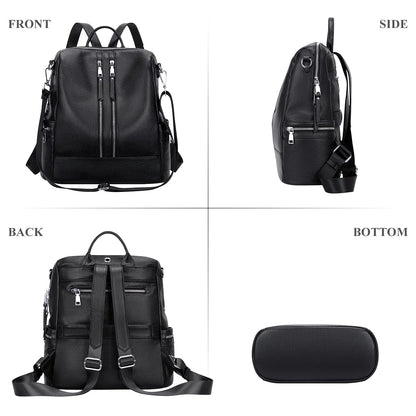 ALTOSY Genuine Leather Backpack Purse for Women Convertible Shoulder Bag Crossbody Bag Elegant Casual Daypacks (S77 Black)