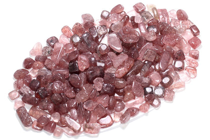 ZenQ 1 lb Strawberry Quartz Tumbled Stone Chips Crushed Natural Crystal Quartz Pieces