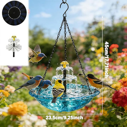 Solar Hanging Bird Bath Fountain, 2026 New 3 Layers Solar Powered Bird Bath Fountain, Outdoor Humming Birds Cascade Baths Fountains, Garden Patio Yard Backyard Lawn Decor (Pink)
