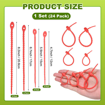 M METERXITY 48-Pack Adjustable Plant Ties, 4.7/5.9/6.7/8.2 Inch Silicone Flexible Multi-Function Garden Twist Tie for Crafts/Gift Wrapping/Gardening Plants, Reusable Support Twine [Red]