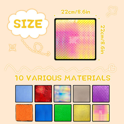 Bouiexye 10 Sets Sensory Mats for Autistic Children Textured Sensory Tiles Sensory Toys Babies and Toddlers with Sensory Issues Tactile Sensory Walls Fidgeting Educational Activity (Square)