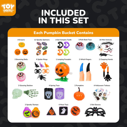 TOY Life Halloween Party Favors for Kids Halloween Toys in Bulk Halloween Prizes for Kids Halloween Pumpkin Buckets Goodie Bags Stuffers Fillers Non Candy Treat for Kid