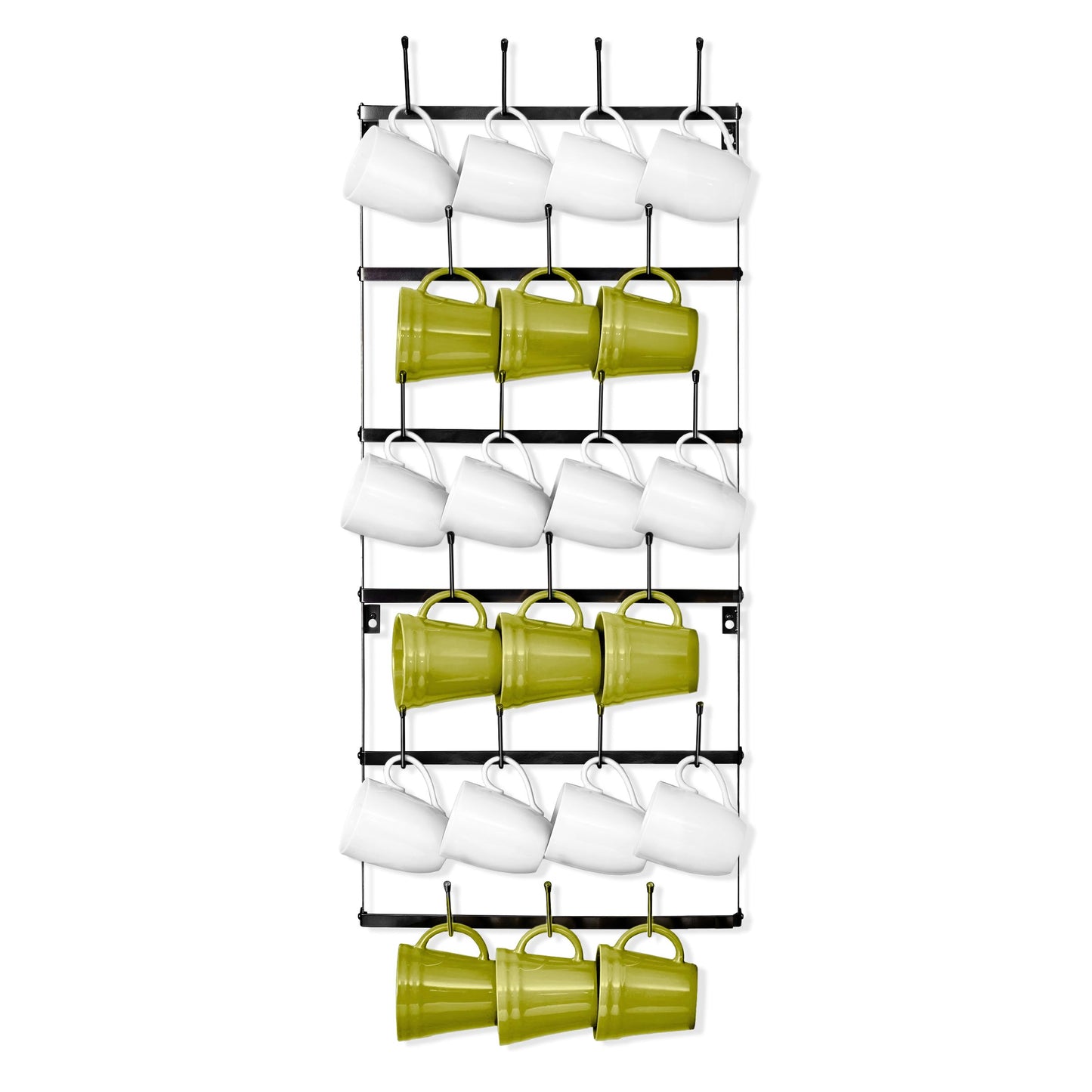 Sorbus Mug Rack for Wall - Small Rustic Coffee Mug Holder Wall Mount with 21 Hooks, Coffee Cup Display Rack, 6-Tier Metal Mug Organizer for Home, Kitchen & Bar, Coffee Station, Dining Room