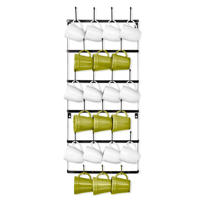 Sorbus Mug Rack for Wall - Small Rustic Coffee Mug Holder Wall Mount with 21 Hooks, Coffee Cup Display Rack, 6-Tier Metal Mug Organizer for Home, Kitchen & Bar, Coffee Station, Dining Room