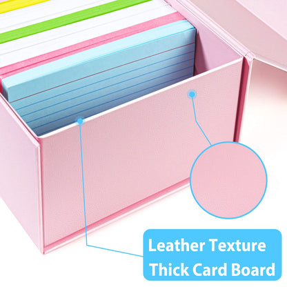 Harhana 3x5 Index Card Holder Pink Card File Box Organizer, Hold 1200 3x5-Inch Flash Cards- 2 Pack Pink