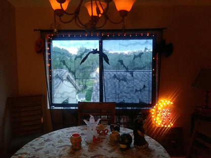 OurWarm 2Pcs Halloween Curtains 84 Inches Long, Spider Web Bats Halloween Black Lace Door Curtains, Halloween Kitchen Curtains, Halloween Curtains for Living Room Halloween Window Decor, 40 x 84 Inch