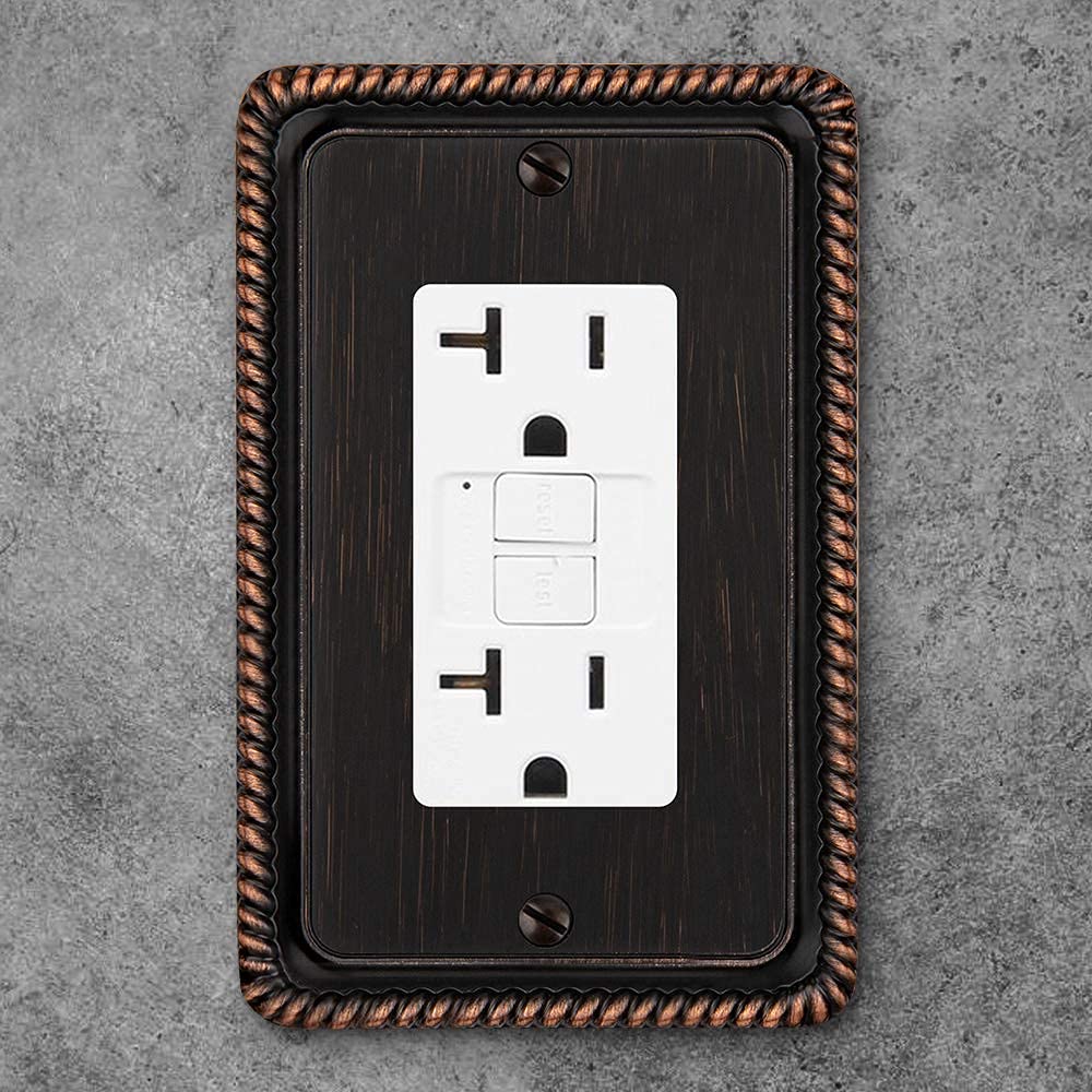 Henne Bery Rope Edge Decorative Wall Plate Switch Plate Outlet Cover (Single Decorator, 2 Pack, Aged Bronze)