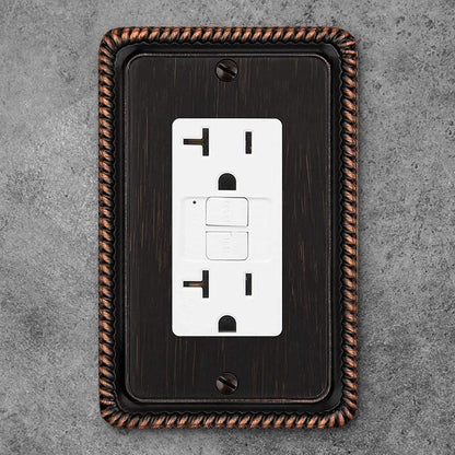 Henne Bery Rope Edge Decorative Wall Plate Switch Plate Outlet Cover (Single Decorator, 2 Pack, Aged Bronze)
