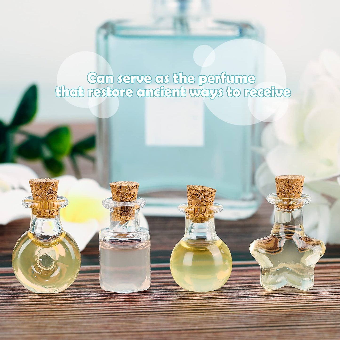 Honeydak 100 Pcs Small Mini Glass Bottles Jars with Cork Stopper Set Potion Bottle Tiny Refillable Wishing Bottles Drifting Bottle with Eye Screw Funnel Rope for DIY Bead Containers, 10 Shapes