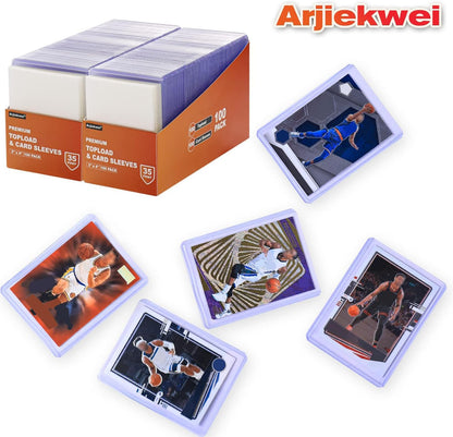 400 Card Sleeves Top Loaders for Cards, Arjiekwei 3"X4" Baseball Cards Protectors Hard Plastic, Premium Toploaders Holder for Trading Sports Football Game Card(200 Top Loaders + 200 Penny Sleeves)