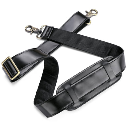 Enwaen Black Leather Bag Strap Replacement - Adjustable Shoulder Strap for Messenger Briefcase Duffle Crossbody Bags