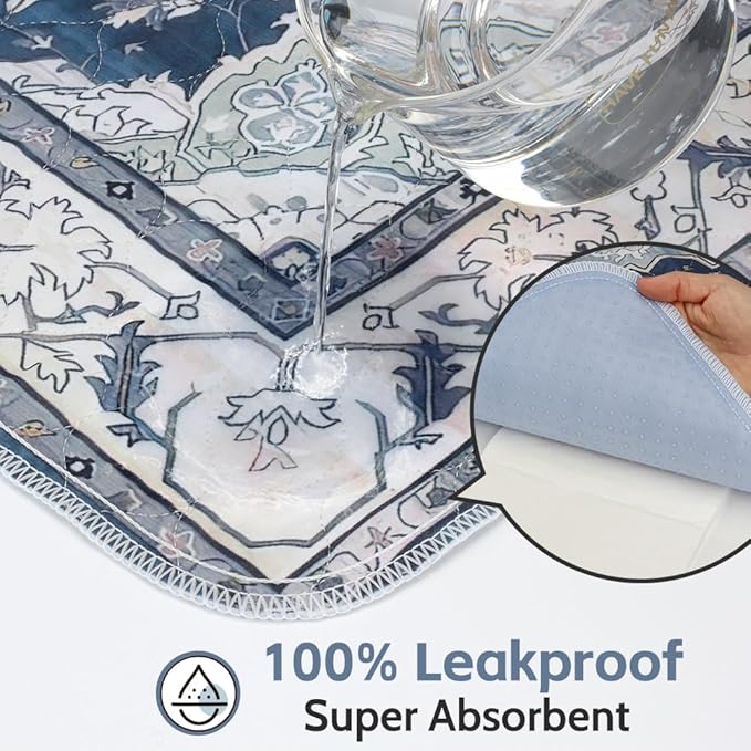 Washable Pee Pads for Dogs, 2 Pack Reusable Puppy Training Pads 48"x48" Super Absorbent Waterproof Dog Training Pads, Non-Slip Potty Pads, Whelping Pads Litter Mat Navy & Ecru