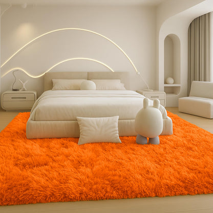 Mtandyx 5x7 Plush Fluffy Area Rugs, Large Soft Carpet, Upgraded Non-Slip Rectangular Rug for Living Room, Bedroom, Kids Room, Dorm,Modern Home Decor Aesthetic,Orange.