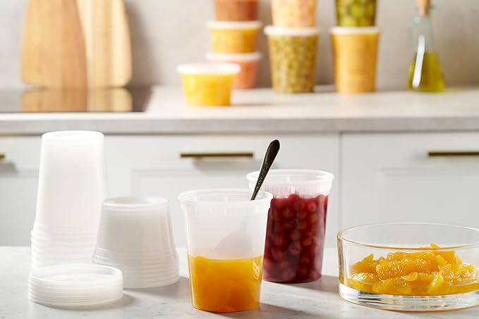 24 Pack -32 Oz Plastic Deli Containers with Lids - Food Storage Containers with Lids - Clear Disposable Airtight Meal Prep Containers, BPA Free, Stackable, Leakproof, Microwave and Freezer Safe