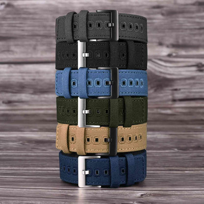 WOCCI 18mm Watch Band, Canvas Fabric, Quick Release, Replacement Strap, Black Buckle (Army Green)