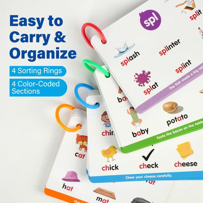 Phonics Flash Cards, 76 Cards 24 Principles, Learn to Read Phonics Games, CVC Digraphs Blends Long Vowel Sounds, Classroom Homeschool Educational Toys for Kids Ages 4-8 Kindergarten 1st 2nd Grade