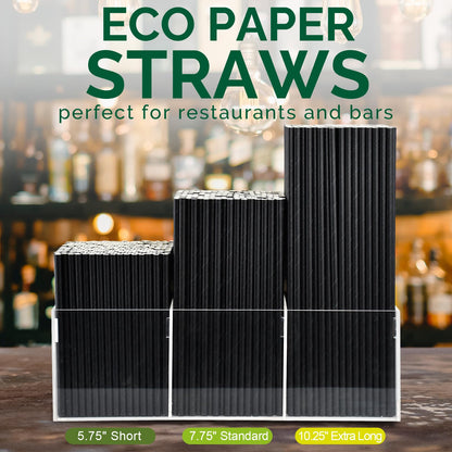 [500 Bulk] 5.75 inch Black Short Paper Straws, Stir Straws for Cocktail, Coffee, Mixed Drinks - Home, Bar and Restaurant Straws - 100% Biodegradable