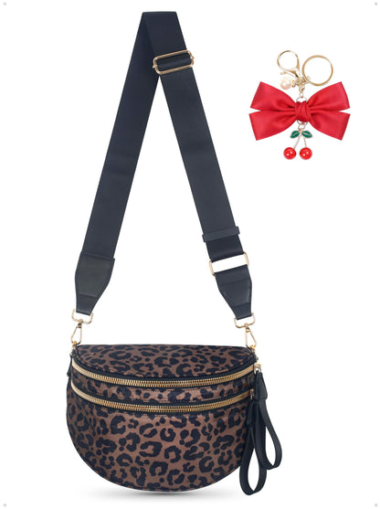 Bum Bag Crossbody Bag for Women | Spacious Bum Bags | Nylon Crossbody Fanny Packs | Leopard Purse Belt Wallet (Colour Bum Bag-Brown Leopard)