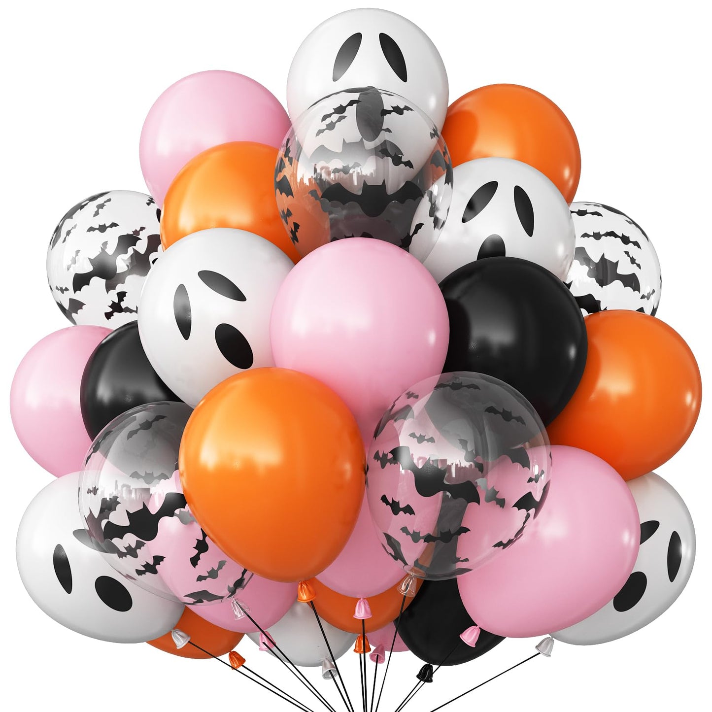 Froova Halloween Balloon Pink Black Orange Balloons with Bat Print Latex Balloons White Ghost Party Balloon for Girls Night Hey Boo Halloween Ghost Spooky One Scary Birthday Baby Shower Party Decor