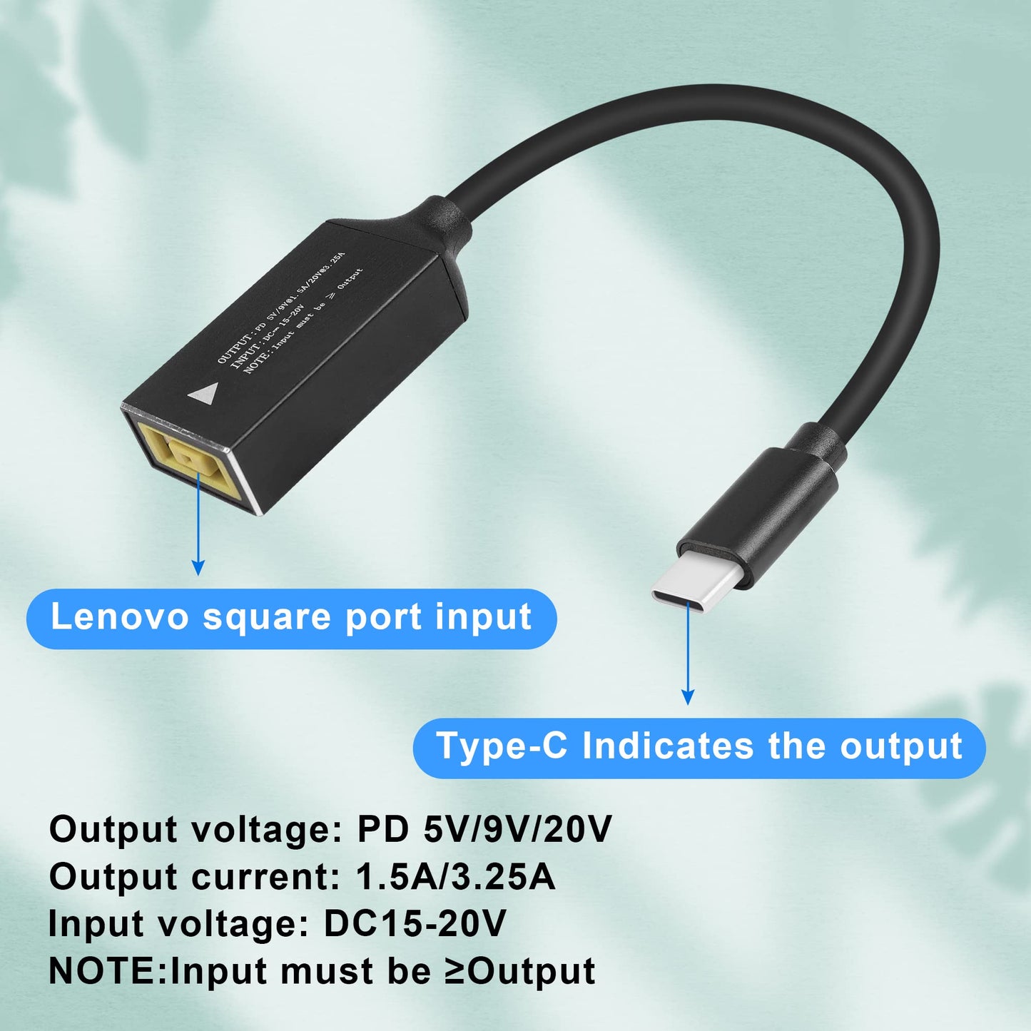 GINTOOYUN PD65W DC5525 to USB-C Charging Cable DC5.5mmx2.5mm Round Female to Type-C Charger Power Adapter Cable for Laptops,Mobile Phones,Tablets, Rechargeables,etc(7Inch)