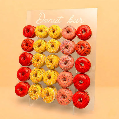 ZOOYOO Large Acrylic Donut Wall Holds 50 Donuts - 26x22 Inch Donut Display Stand for Wedding, Baby Shower, Birthday Party Decor - Dessert Table Centerpiece