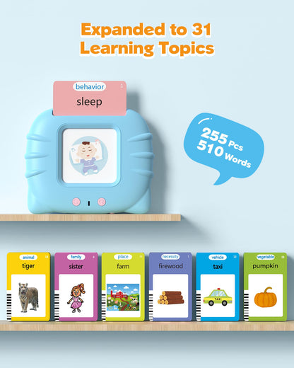 Airbition 510 Words, Talking Flash Cards for Toddler 1 2 3 4 Year Olds, Language Learning Toys, Pocket Speech Therapy Toys, Montessori Tools with 31 Themes, Children's Sensory Device