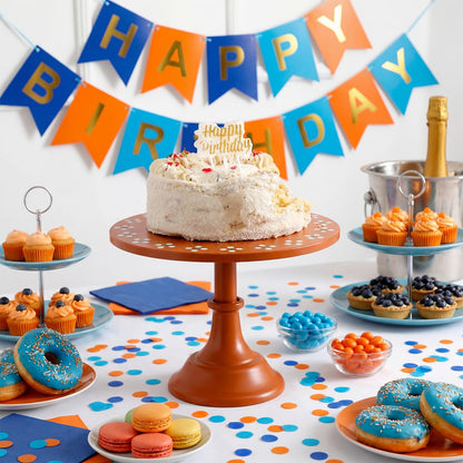 Amyhill 3 Set Mexican De Barro Cielito Lindo Cake Stand Party Decoration 8" 10" 12" Metal Orange Round Dessert Pie Display Holder for Wedding Celebration Birthday Baby Shower Cinco De Mayo(Flower)