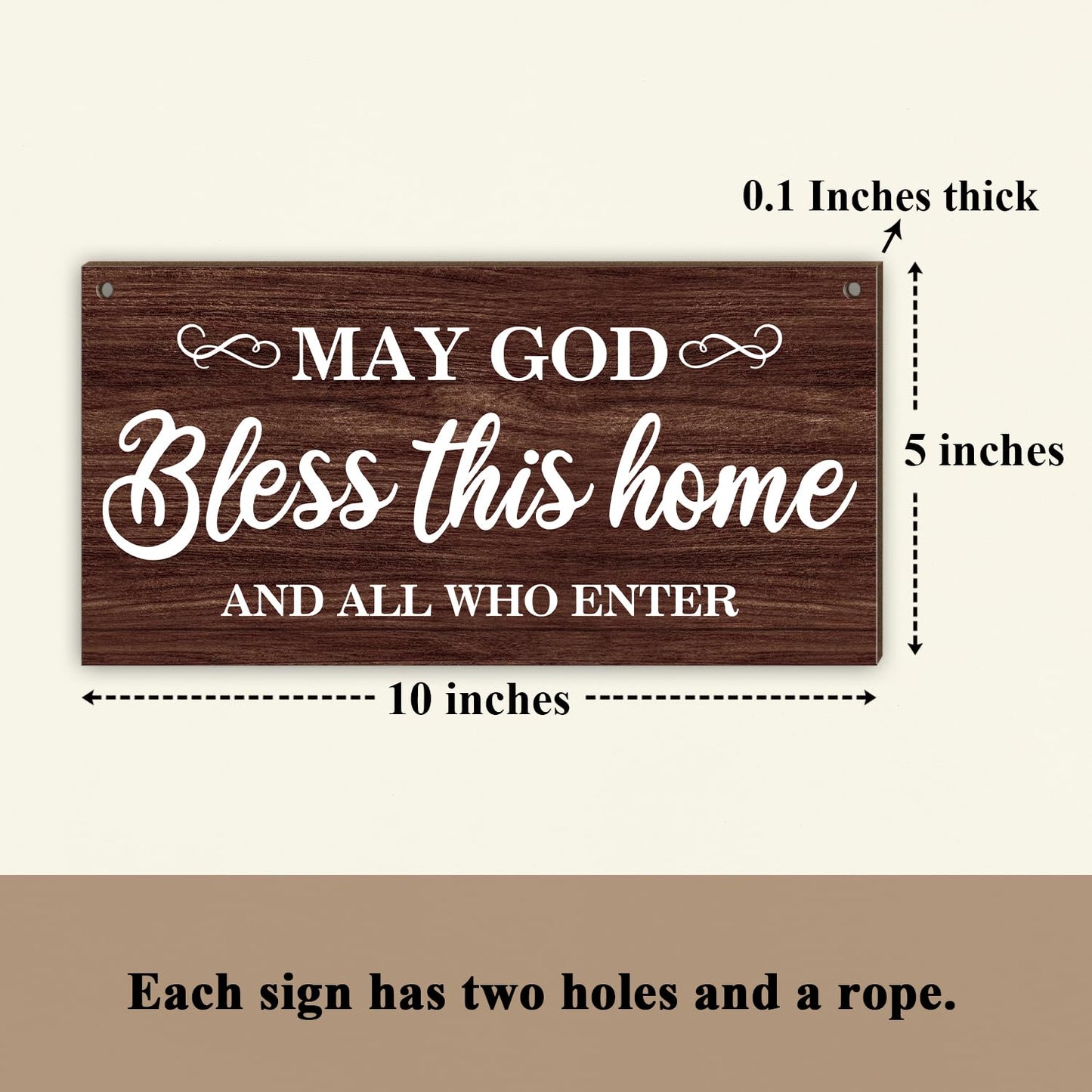 Christian Wall Decor Wood Hanging Sign Plaque, Christian Home Decor House Warming Gift, God Bless This Home Religion Housewarming Gift for Front Door Living Room Entryway Porch -24