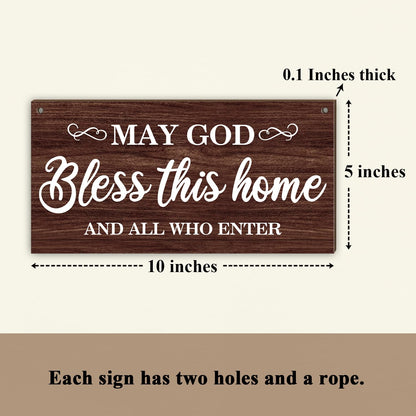 Christian Wall Decor Wood Hanging Sign Plaque, Christian Home Decor House Warming Gift, God Bless This Home Religion Housewarming Gift for Front Door Living Room Entryway Porch -24