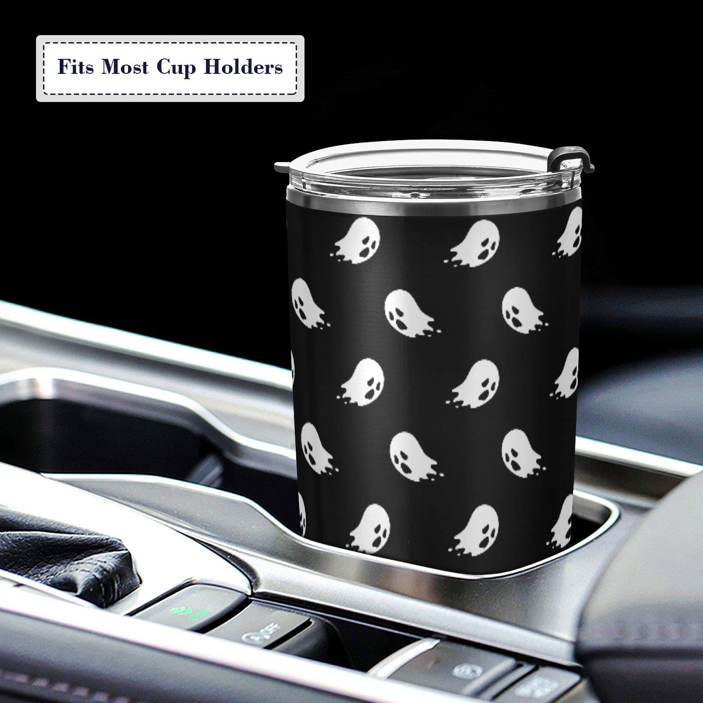 Yasala Halloween Tumbler Doodle Spooky Ghost Insulated Coffee Cup Back to School Beverage Container Office Travel Mug with Straw and Lid 20oz Holiday Gift Day of The Dead Present