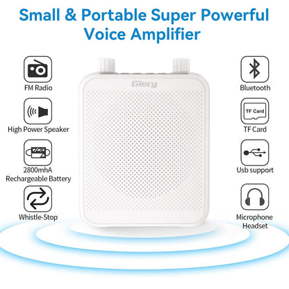 Giecy 30W Portable Voice Amplifier with Wired Microphone Headset, 2800mAh Rechargeable PA System Speaker Personal Microphone Speech Power Amplifiers Loudspeaker for Teachers/Metting/Tour Guide
