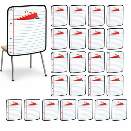 24Pcs Classroom Seat Back Organizer, 17 * 19 Inch Chair Pockets with Name Tag, Back to School Classroom Chair Hanging Bag Seat Sacks Suitable for Families Kindergartens and Primary School Classrooms