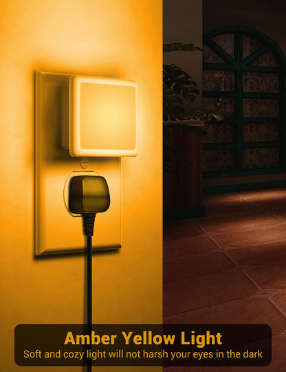 JandCase Night Lights Plug into Wall 2 Pack, Plug in Night Light with Dusk-to-Dawn Light Sensor, 3000K Soft White 0.3W, LED Nightlight for Bathroom, Adult, Hallway