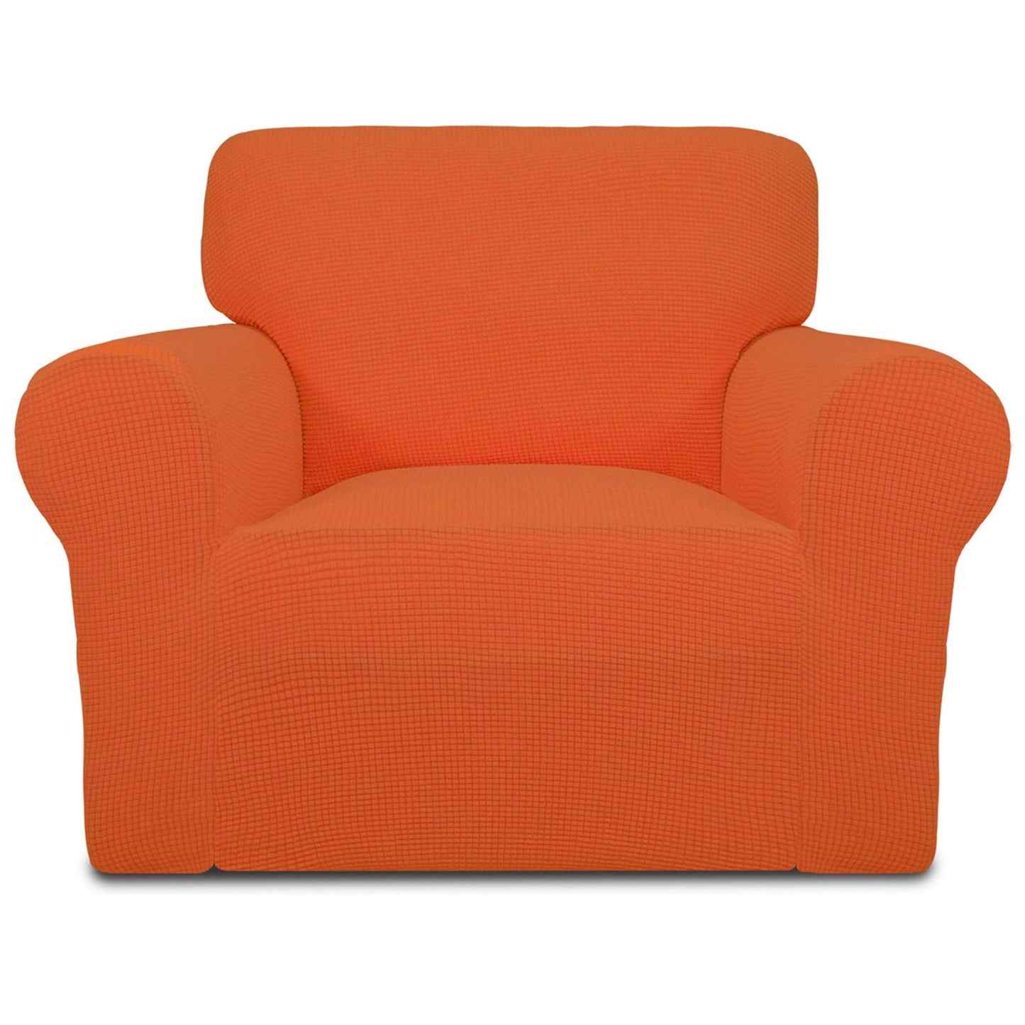 Easy-Going Stretch Chair Sofa Slipcover 1-Piece Couch Sofa Cover Furniture Protector Soft with Elastic Bottom for Kids, Pet. Spandex Jacquard Fabric Small Checks (Chair, Orange)