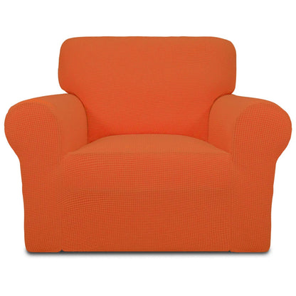 Easy-Going Stretch Chair Sofa Slipcover 1-Piece Couch Sofa Cover Furniture Protector Soft with Elastic Bottom for Kids, Pet. Spandex Jacquard Fabric Small Checks (Chair, Orange)