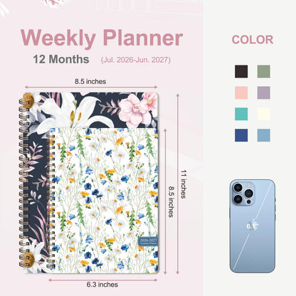 Planner 2026-2027, Weekly and Monthly Academic Planner, July 2026 - June 2027, Hardcover Calendar Agenda Book for School Year Planning, School Supplies for Teacher and Student, A5(6.3'' x 8.5'')