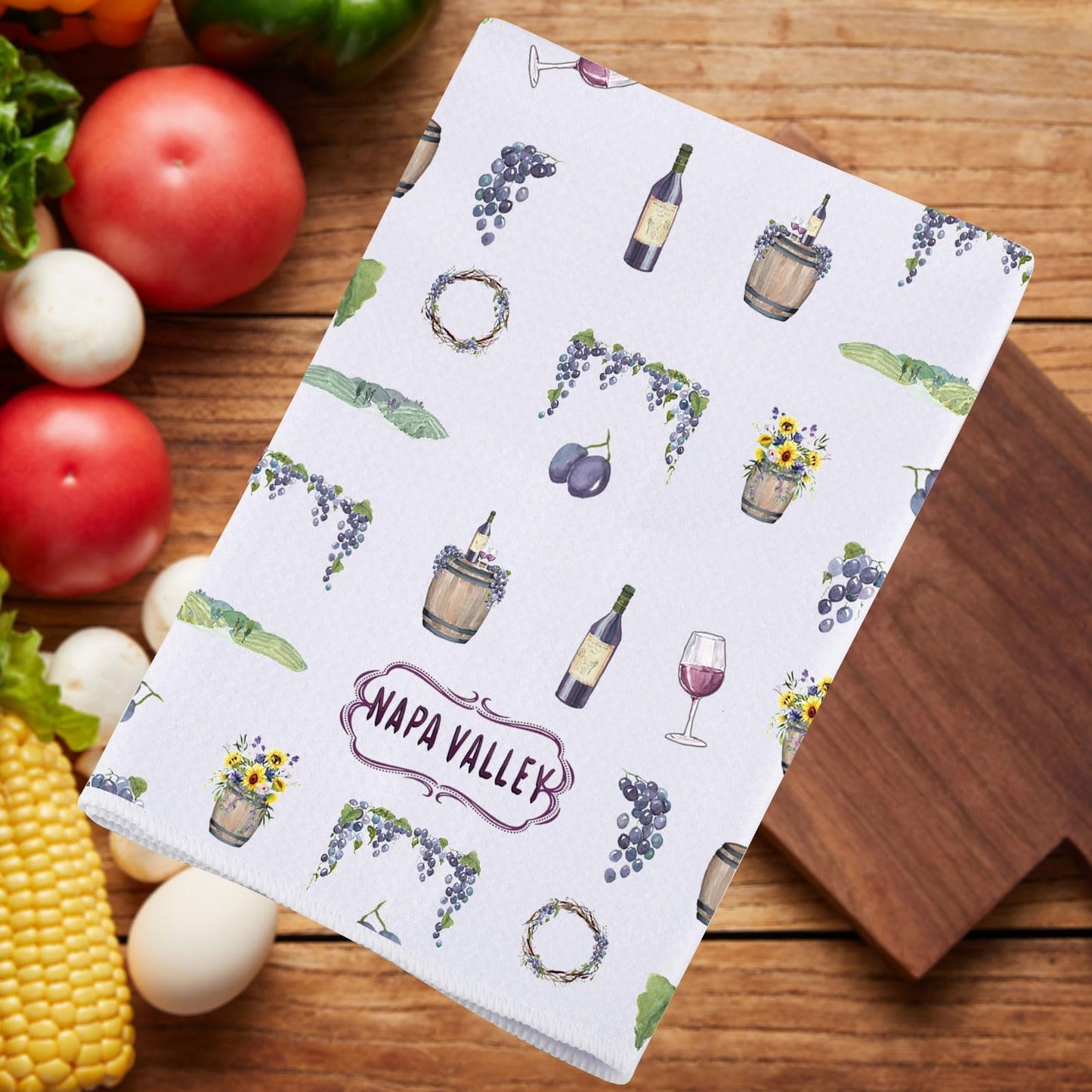 JNIAP Napa Valley Kitchen Towel Wine Glass and Vineyard Towel Napa Valley Lovers Gifts Napa Valley Theme Gifts (Napa Valley kt)