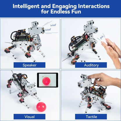 SunFounder PiDog AI Robot Dog Kit for Raspberry Pi 5/4/3B+/Zero 2W, Openclaw LLMs ChatGPT/Gemini/Grok, Voice&Video Recognition, Python, App, Battery, Gyroscope, Camera (RPI NOT Included)