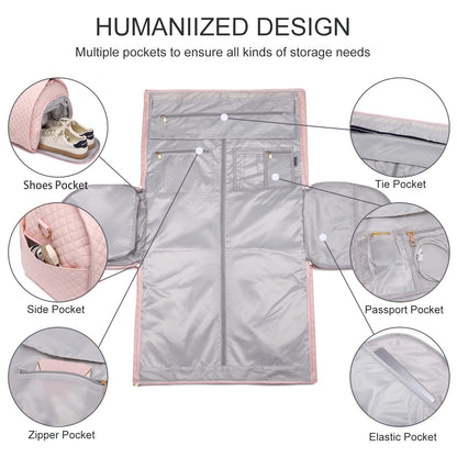 seyfocnia Convertible Carry on Garment Bag for Women, Garment Bags for Travel with Shoe Pouch 2 in 1 Hanging Suitcase Suit Bag for Women Travel Duffle Bag Garment Bag