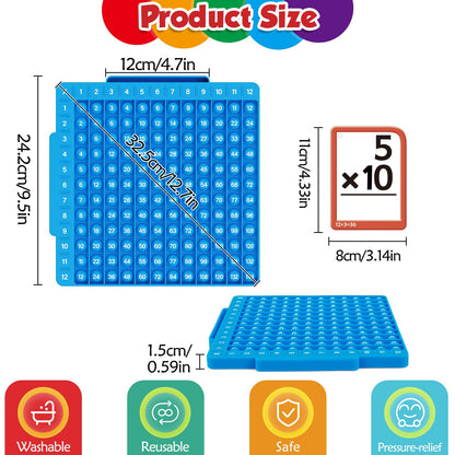 Torlam Math Flash Cards + Math Board, Multiplication Flash Card Times Table Chart, Math Manipulatives Division, Addition, Subtraction Games Toys for Kids, 1st, 2nd, 3rd, 4th, 5th, 6th Grade