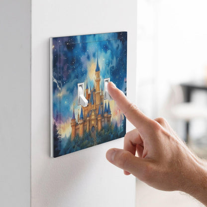 Decorative Art Light Switch Covers Enchanted Castle 2 Gang Double Toggle Wall Plate Decorative Switchcover Electrical Switchplate for Home Decor